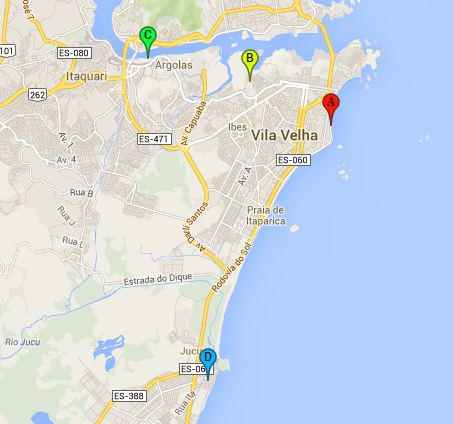 Mapa regiões Vila Velha